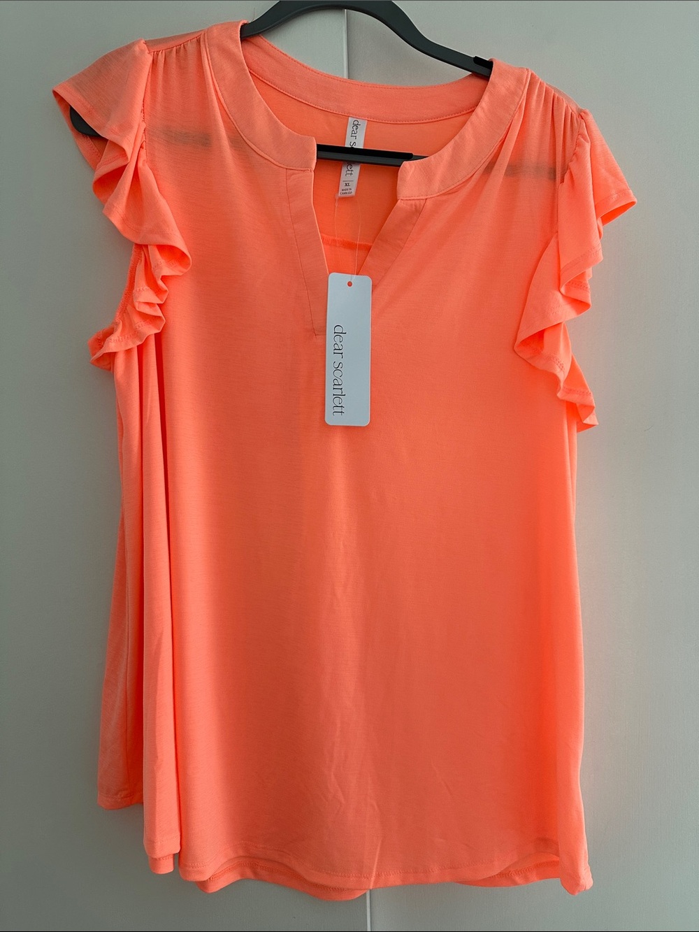 Dear Scarlett Coral Flutter-Sleeve Blouse